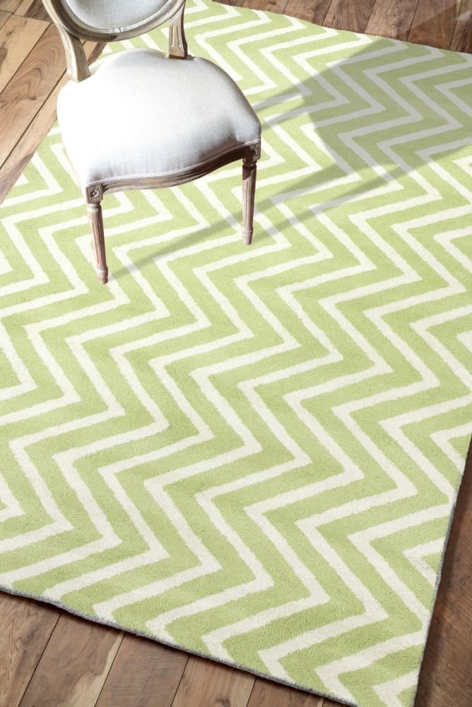 Ковер Zig Zag зелёный 140х200 DOLLY CAPRETS ДИЗАЙНЕРСКИЕ, ЗИГ ЗАГ 015206 Белый;зеленый  - Вид №1