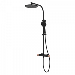 47499426 PREMIUM Черный смеситель для душа с колонкой Черно-Розовое GRB MIXERS