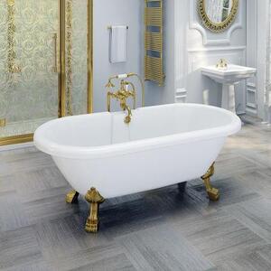 Акриловая ванна "Леонесса 1" на ножках со сливом-переливом (комплектация золото, перламутр)