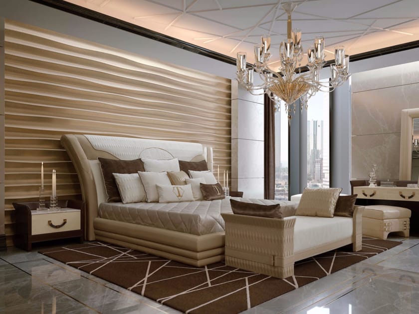 Кожаная двуспальная кровать с мягким изголовьем Turri номер три ARCH-00140031