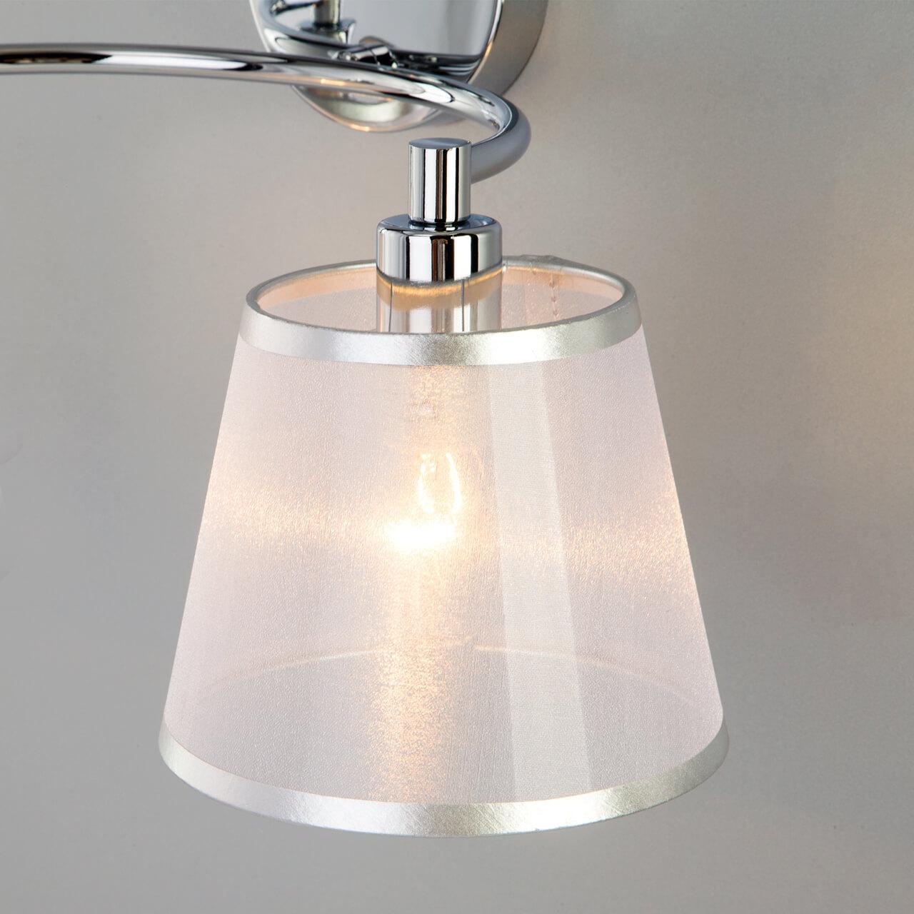 Бра с белыми абажурами хром Cornetto 60094/2 EUROSVET CORNETTO 00-3931665 Серебро  - Вид №2