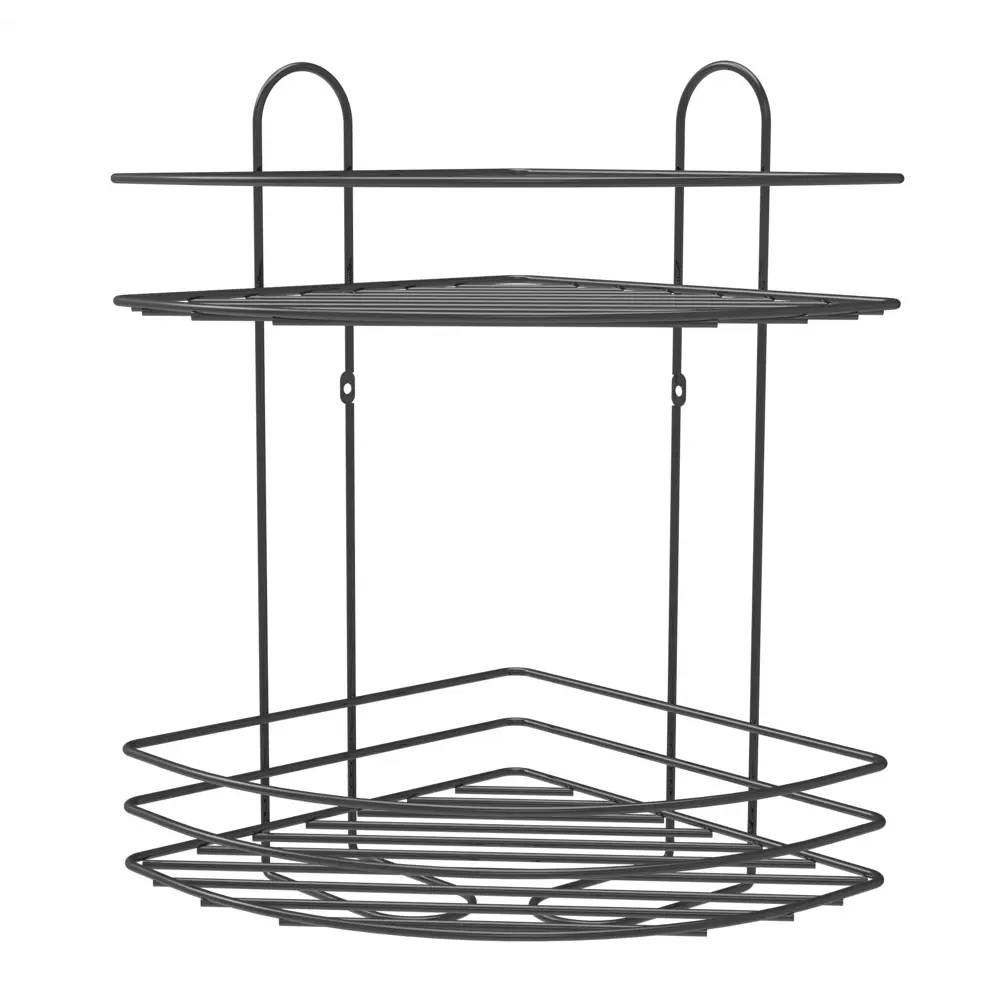 Полка для ванной Lemer Nil двухъярусная 23x23 см металл цвет графит STLM-2204527