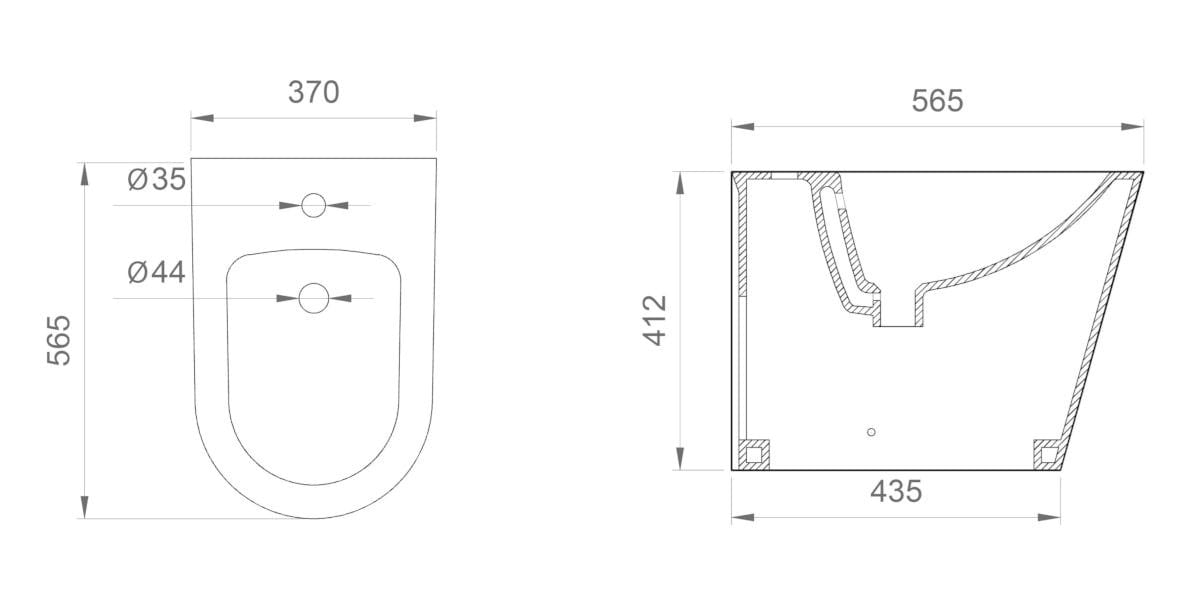 Керамическое напольное биде с переливом Ercos Surf ARCH-00062042 - Вид №2