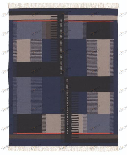 e15 Прямоугольный шерстяной коврик с геометрическими мотивами  Rh02 