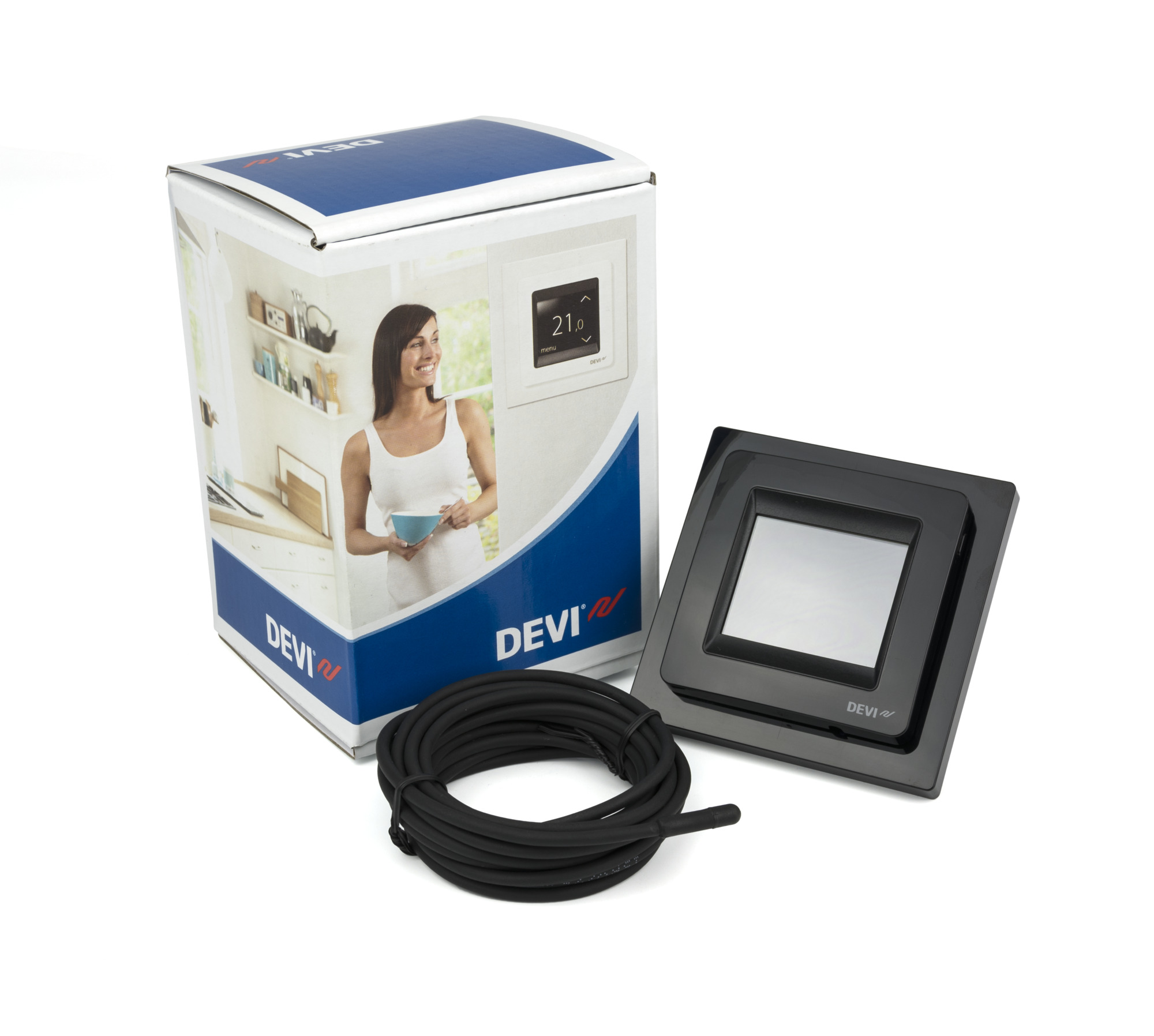 Danfoss DEVIreg™ Touch — программируемый терморегулятор для теплого пола с сенсорным дисплеем DEVIreg Touch терморегулятор черный 140F1069  - Вид №7