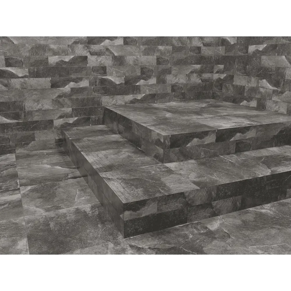 Керамин Касл Рок: угловая ступень с фактурой камня в графитовом оттенке 89411857 STLM-1569181 - Вид №3