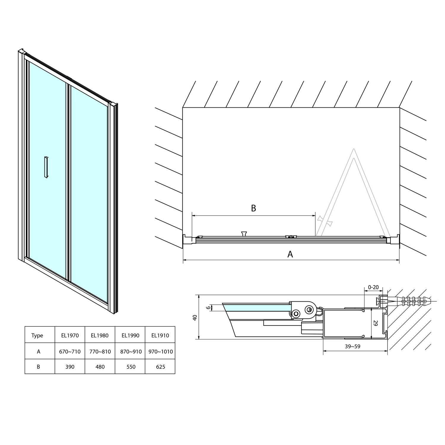 EL1990 Polysan Ширмы для душа EASY LINE  - Вид №3