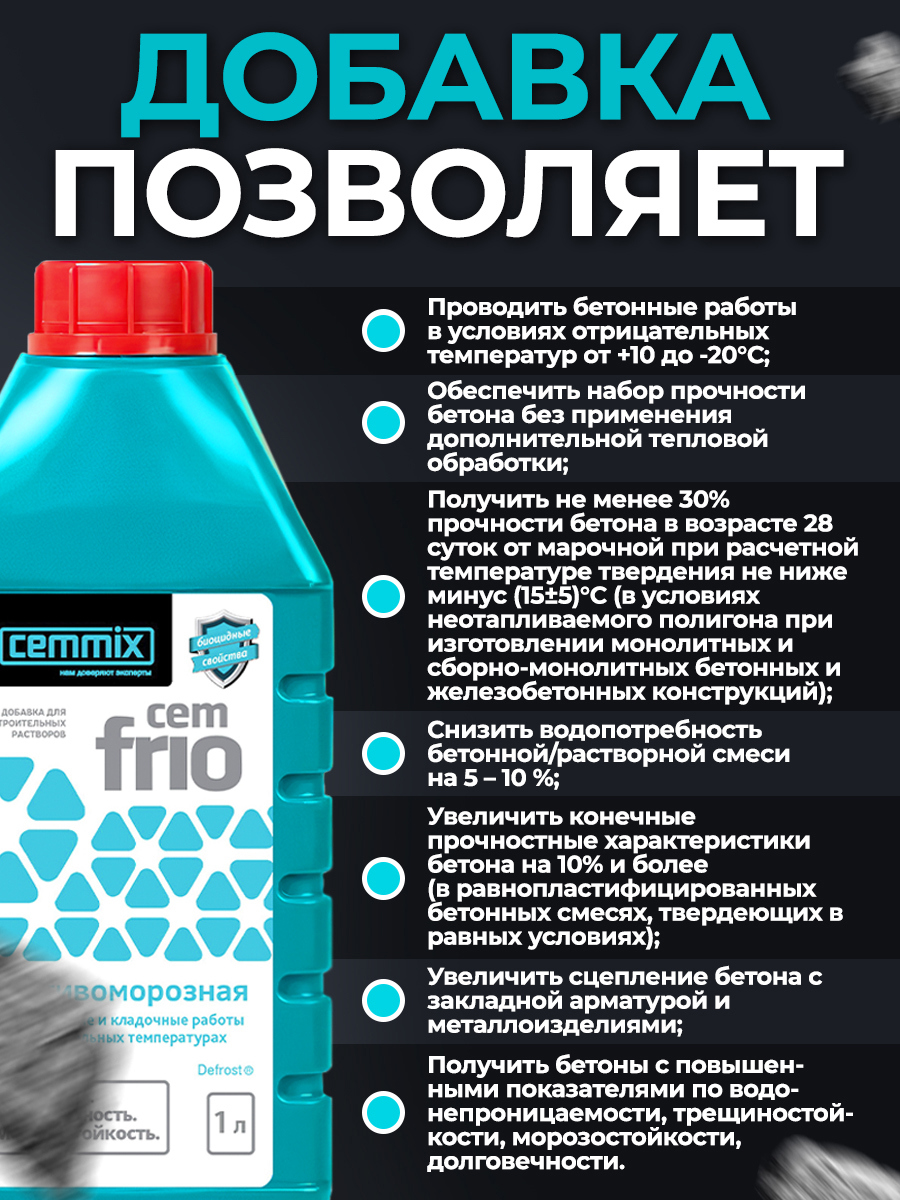17305388 Добавка противоморозная CemFrio, 1 л STLM-0007851 CEMMIX  - Вид №7