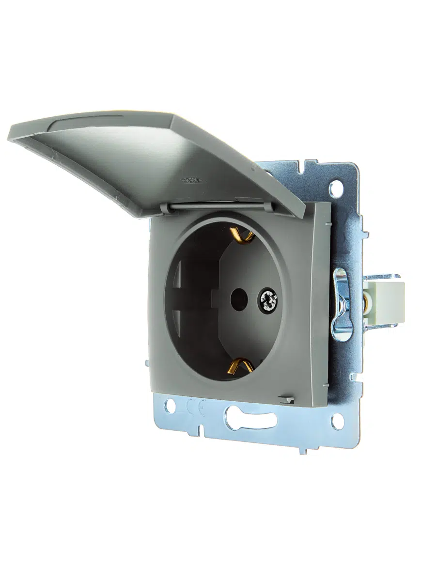 ASTI Розетка с/з с крышкой ПБТ платина механизм LEZARD 7081-3588-123B - Вид №2