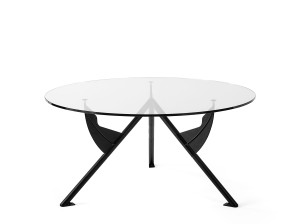 Круглый стол из стали и хрусталя