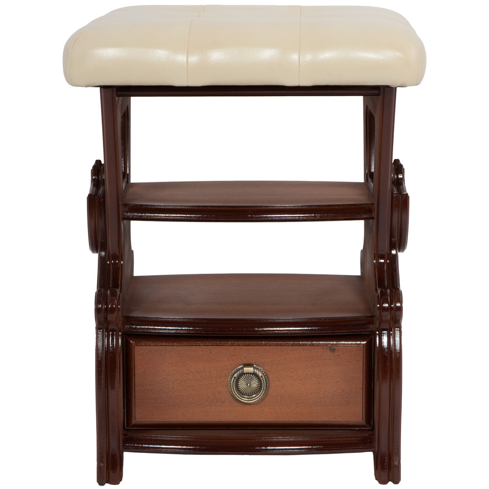 11178 BOGACHO Табурет Марта 2 с ящиком Орех Ваниль МДФ / искусственная кожа  - Вид №4