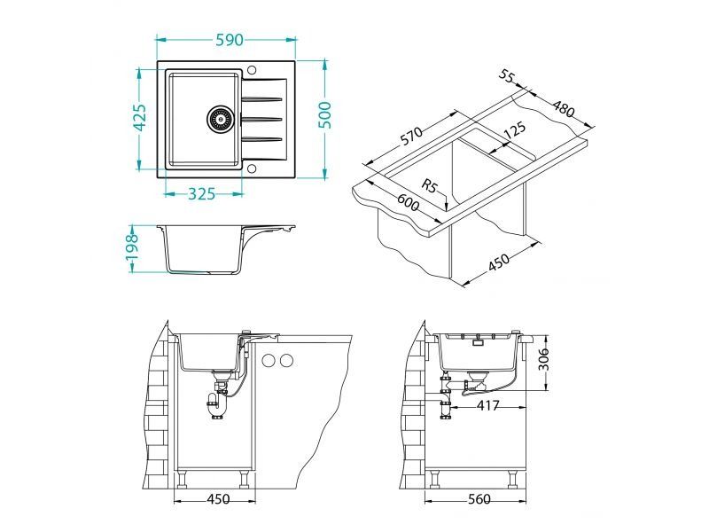 Мойка Alveus Cadit 10 1132017 - Вид №1
