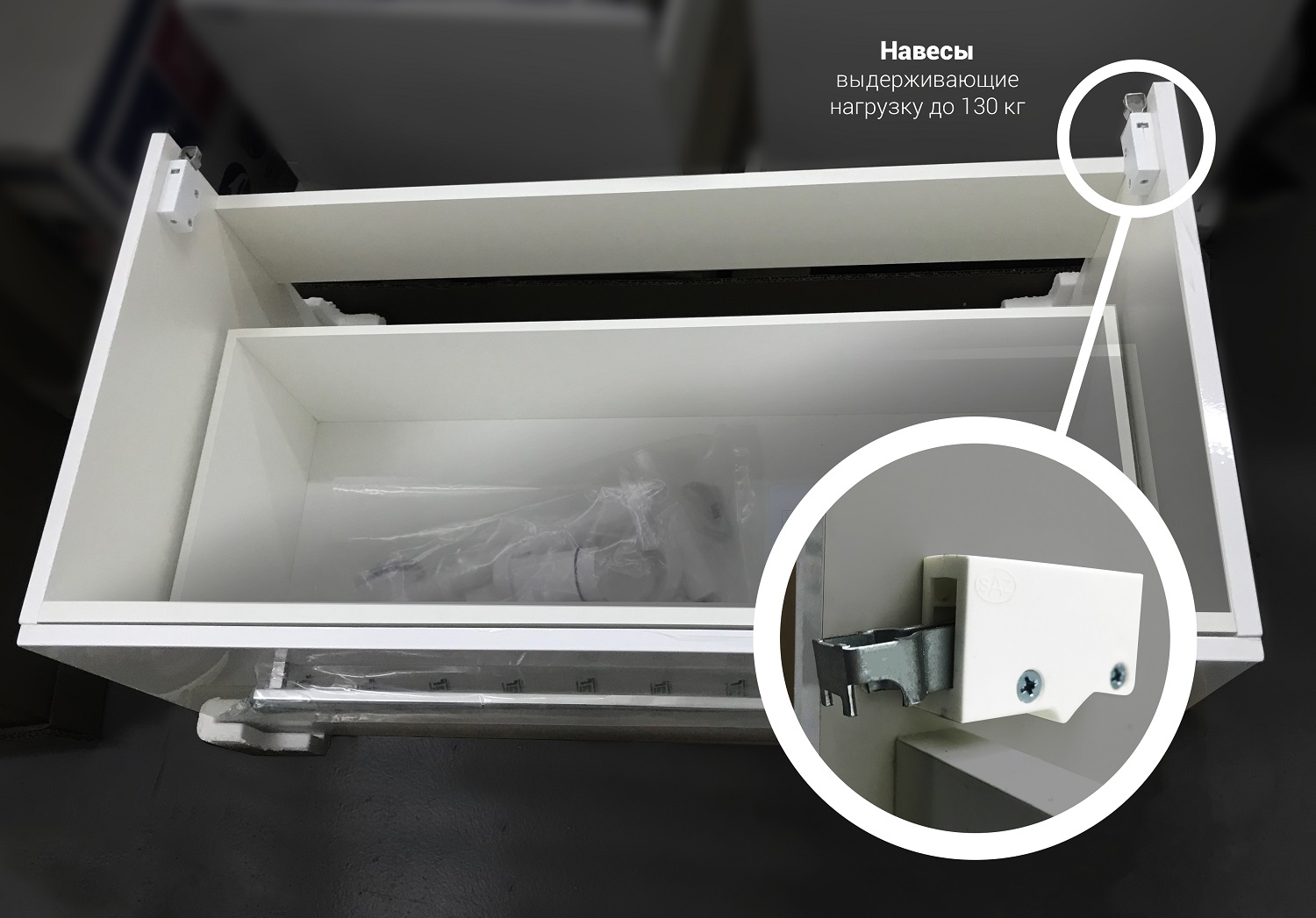 У83680 Тумба Соната 90Н 1д.2в.я. Белый глянец 1 Marka Соната  - Вид №3