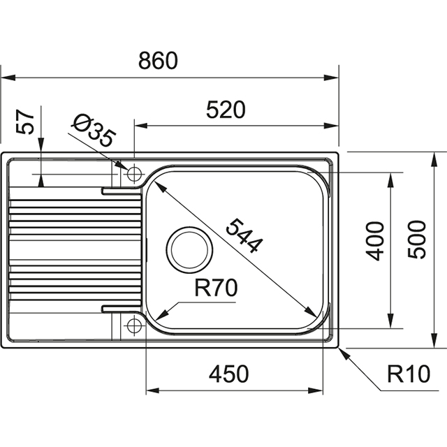 SRX 611-86 LB R Мойка кухонная прямоугольная Franke Smart  - Вид №1