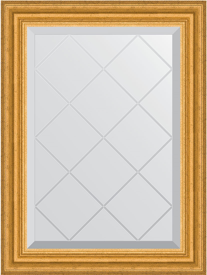 BY 4001 Зеркало с гравировкой в багетной раме - состаренное золото 67 mm EVOFORM Exclusive-G