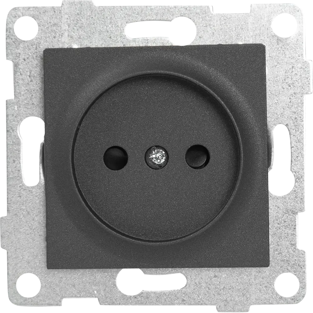 Розетка GUSI Electric без заземления с защитными шторками, графит 83864446