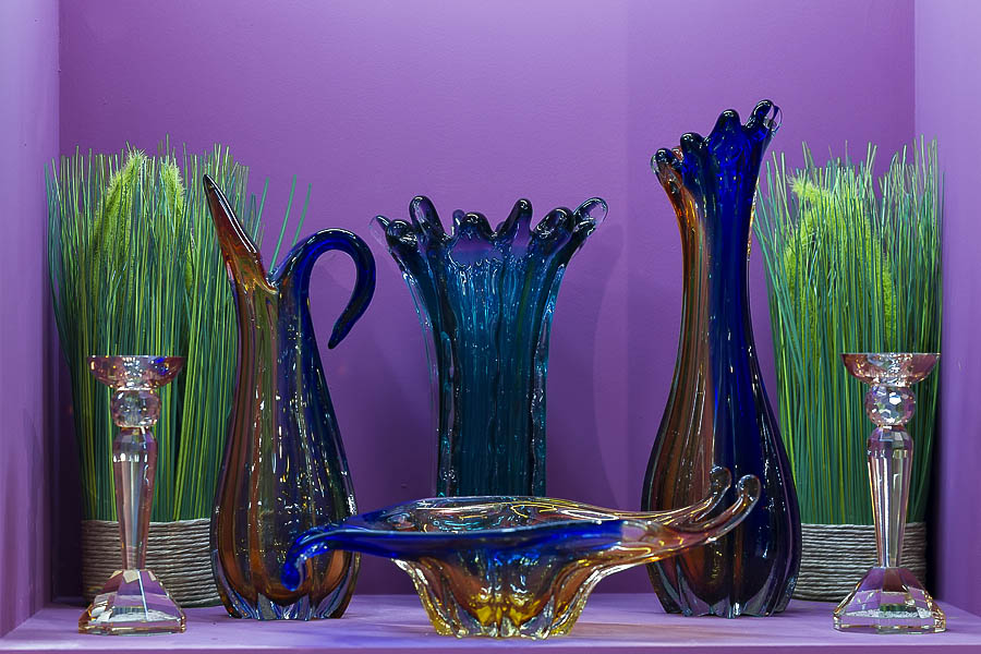Ваза стеклянная фигурная голубая 34 см от Garda Decor GARDA DECOR ДИЗАЙНЕРСКИЕ 033958 Голубой  - Вид №1