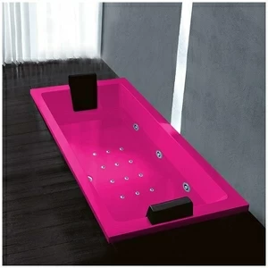 Ванна Gruppo treesse Quadra 180 V078N-SX-R розовая с гидромассажем и аэромассажем прямоугольная встроенная левая