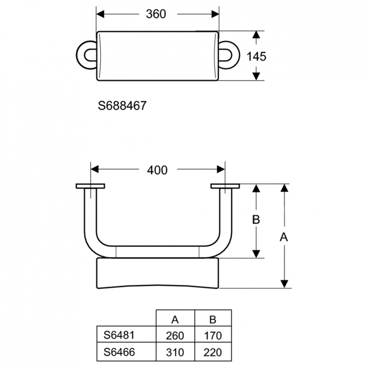 S6466MY Опора для спины 40 см Ideal Standard CONTOUR - Вид №1