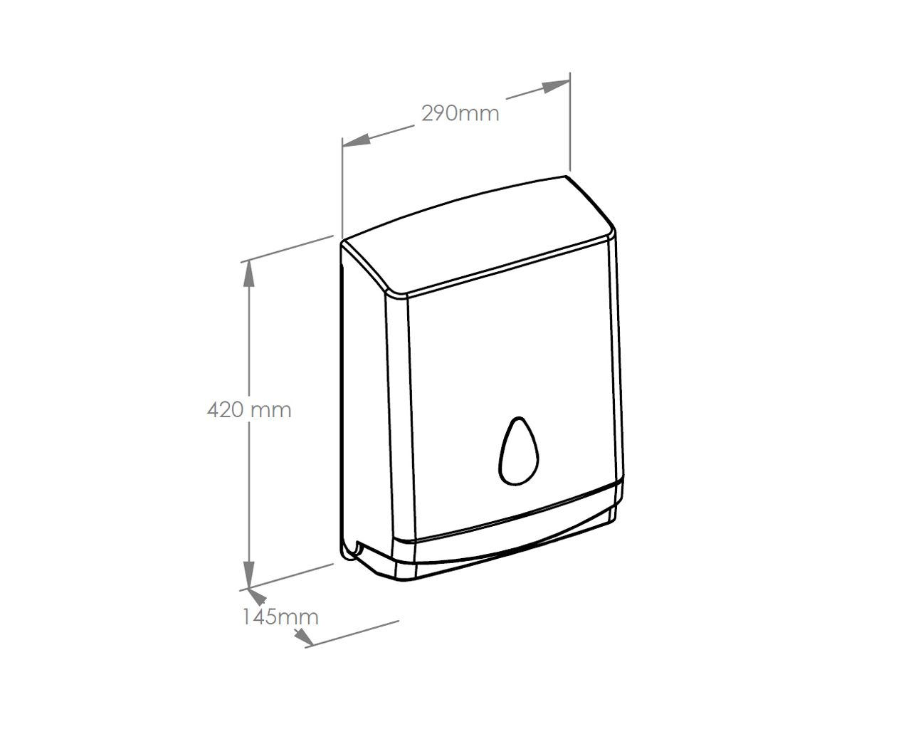 ATN101 Контейнер для одинарных бумажных полотенец TOP MAXI, АБС-пластик, белый, синее окошко Merida  - Вид №1