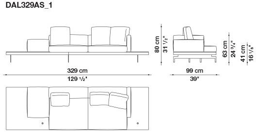 B&B Italia 3-х местный тканевый диван с шезлонгом Dock sun-id-1355318 - Вид №19
