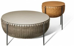 Poltrona Frau Круглый кожаный журнальный столик с отделением для хранения вещей La collezione - mobili e complementi