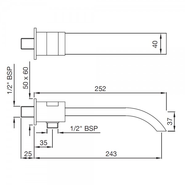 SPT-BCH-41463 Излив для ванны с фланцем Artize Signac Черный хром  - Вид №1