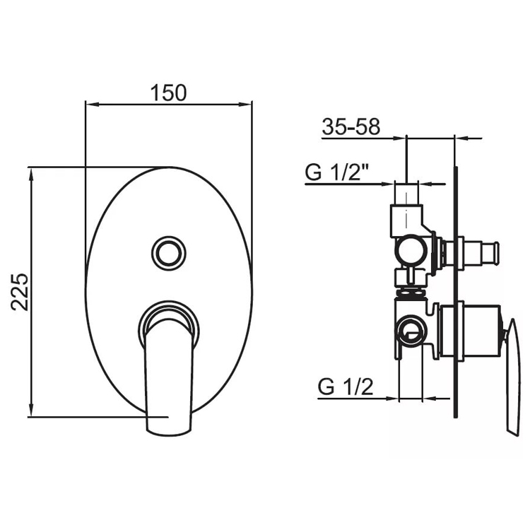AI860101844 Смеситель ванны с душем Webert Aria - Вид №1