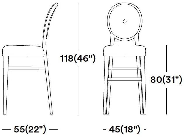 Tirolo Табурет из массива дерева со встроенной подушкой со спинкой Sofia 045 sg - Вид №4