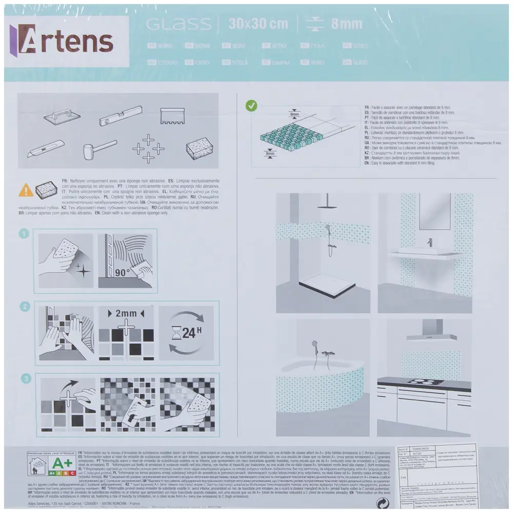 Мозаика Artens Glass 30х30 см стекло цвет белый STLM-2028889 - Вид №6