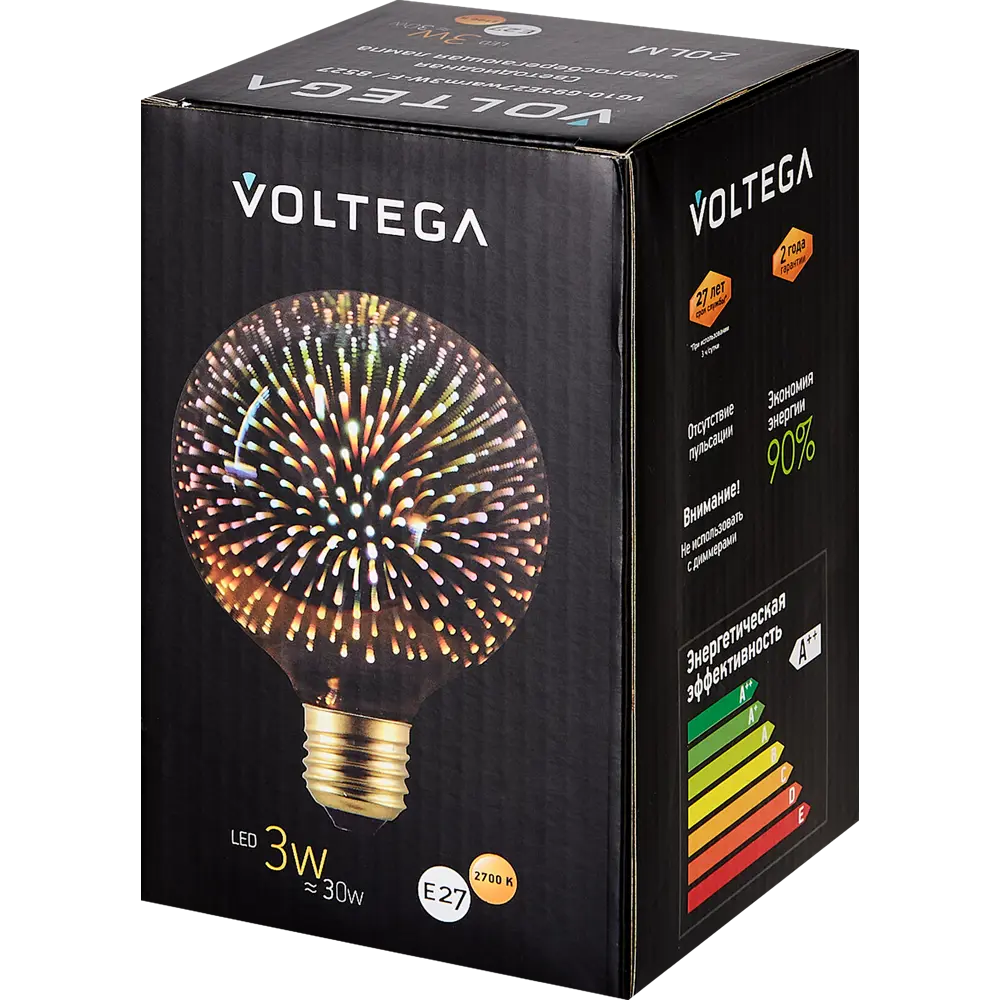 Декоративная филаментная лампа Voltega G95 3D 3Вт E27 ретро-стиль 89345988 STLM-1358645 - Вид №2