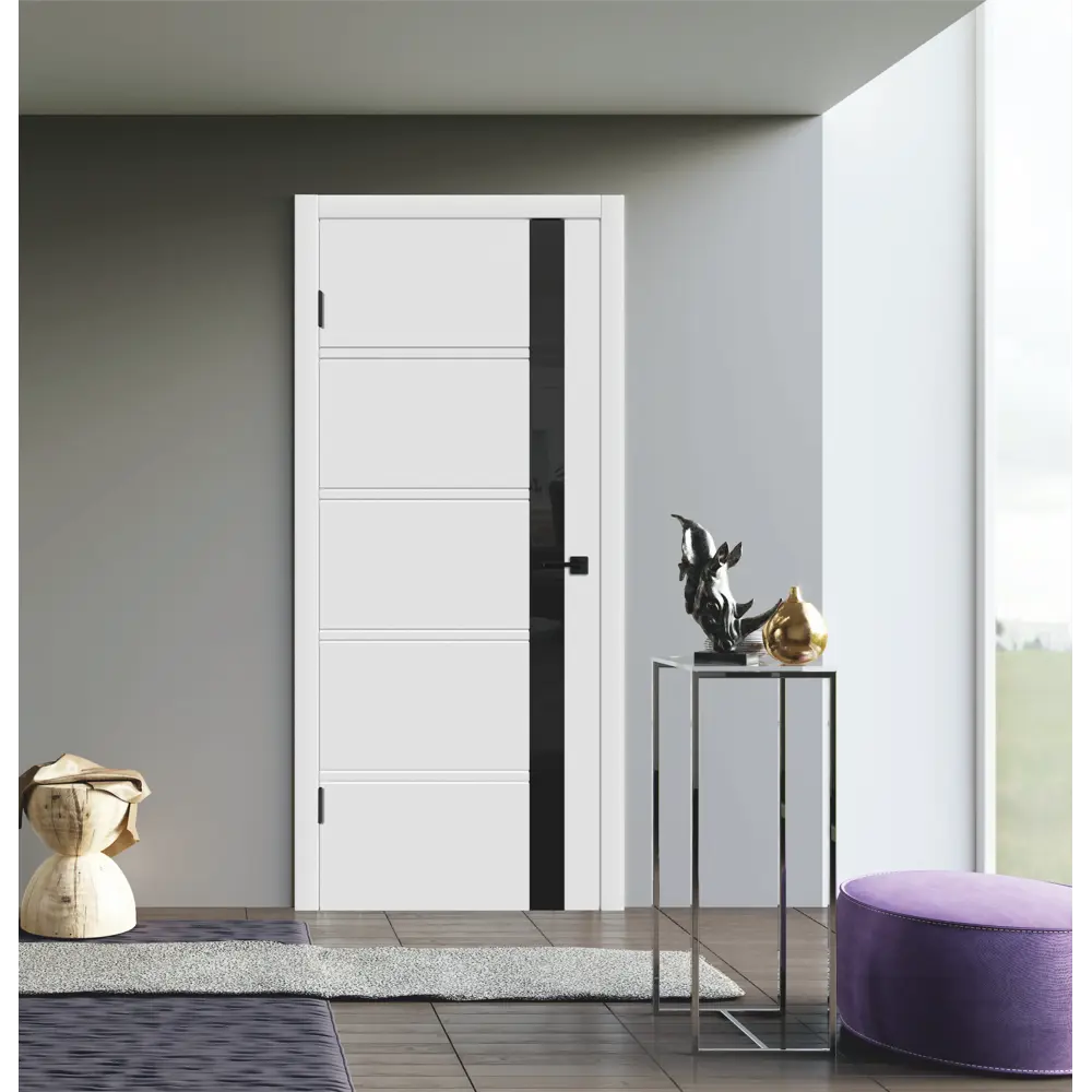 Комплект двери Бостон Х остекленная 90x200 см эмаль белый с добором 100 мм VFD STLM-2108783 - Вид №1