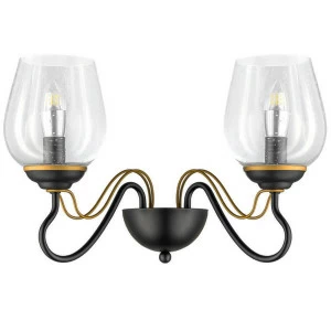 Бра со стеклянными плафонами на 2 лампы черное Bolla 734627 LIGHTSTAR BOLLA 00-3931433 Прозрачный;черный