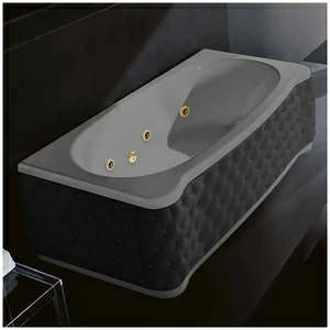 Ванна Gruppo treesse New Classic Young STD-V6747-DX-KC-SEZ серая с золотой фурнитурой и гидромассажем прямоугольная правая чёрная кожа