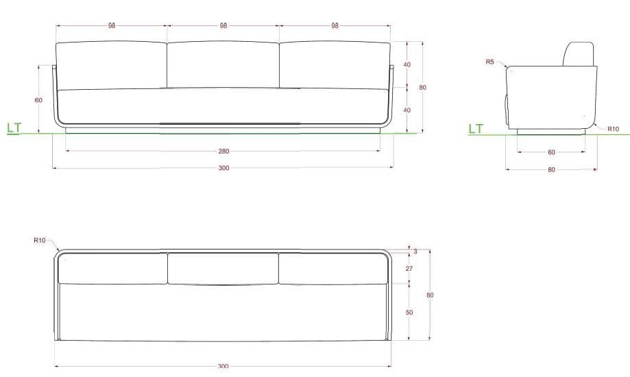 3-местный диван с огнестойкой обивкой Viscio Urban Design Air ARCH-00038213 - Вид №2