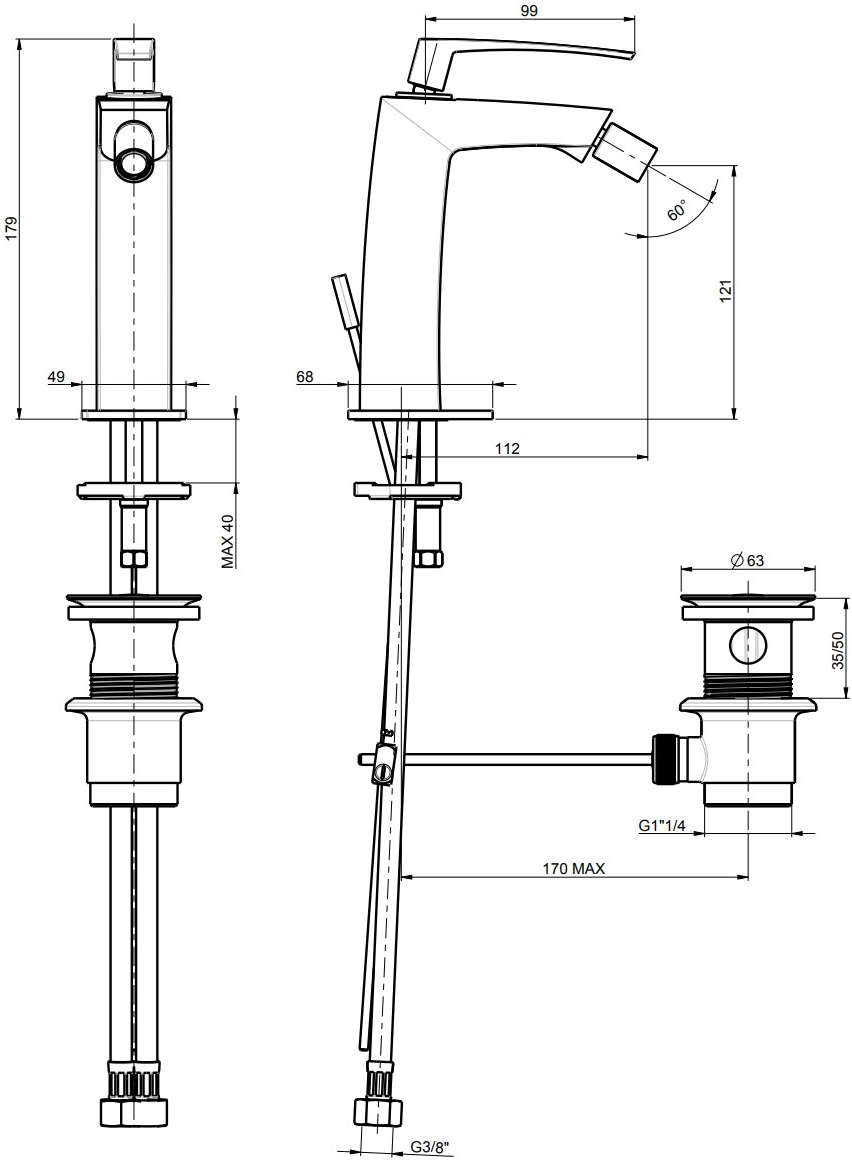 Rubinetterie Frattini Смеситель для биде, однорычажный Luce suite sun-id-1397940 - Вид №1
