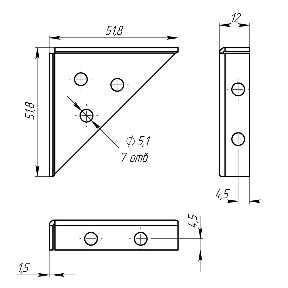 Фиксатор внутреннего угла 50x50x70x1.5 ПЕТРОТЕХ STLM-2027951 - Вид №3