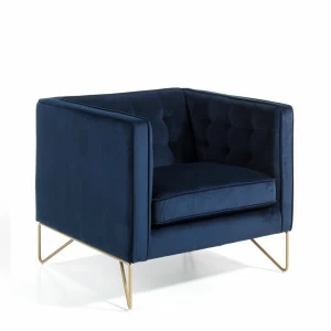 Кресло с мягкими подлокотниками с металлическими ножками синее от Angel Cerda ANGEL CERDA ДИЗАЙНЕРСКИЕ 00-3865518 Синий