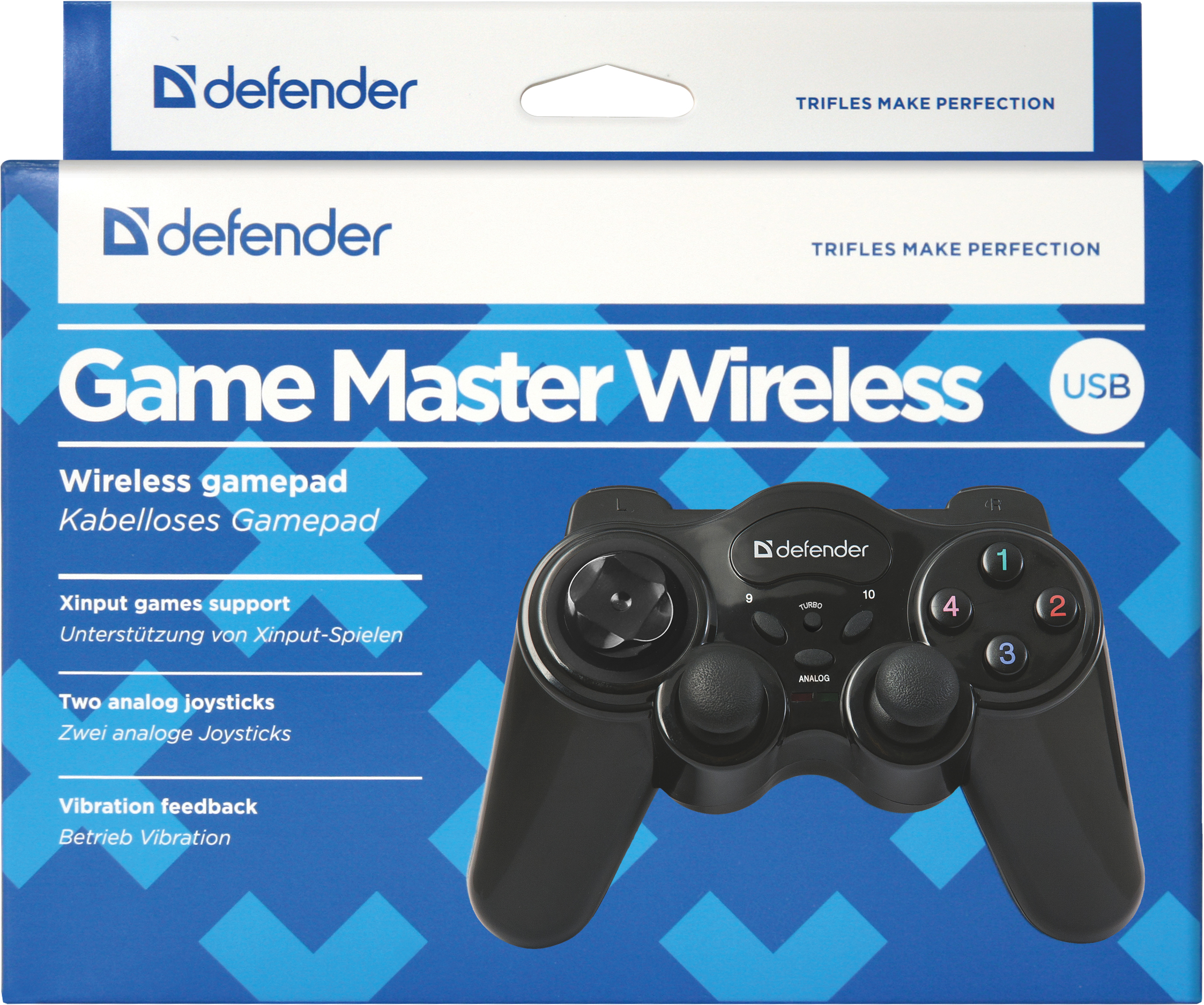 64257 беспроводной геймпад game master wireless usb, радио, 12 кнопок, 2 стика Defender Santreyd  - Вид №4