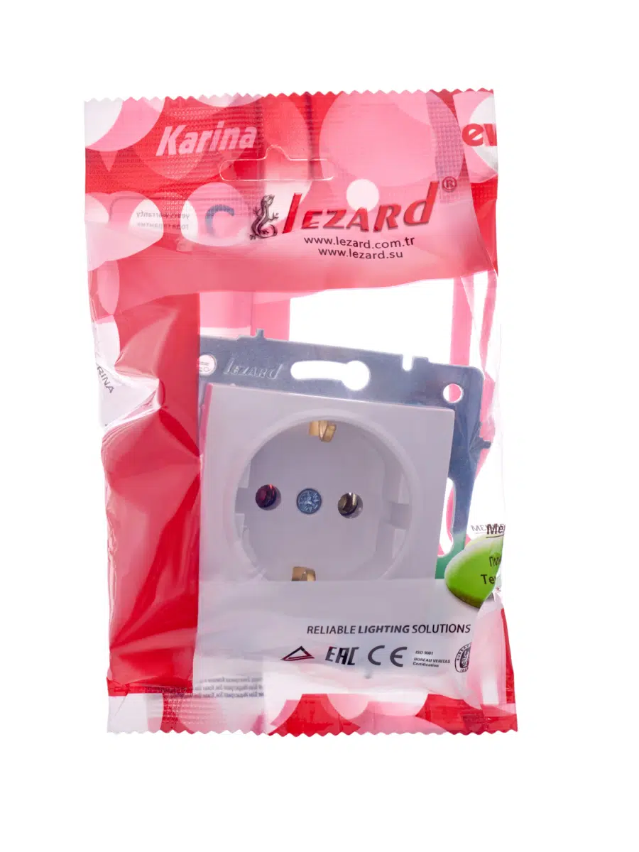 KARINA Розетка сз белый LEZARD 707-0288-122В