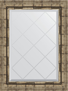 BY 4007 Зеркало с гравировкой в багетной раме - серебряный бамбук 73 mm EVOFORM Exclusive-G