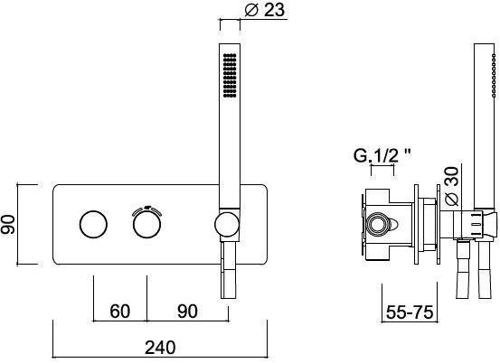Rubinetteria Giulini Смеситель для душа с ручным душем Futuro F8279 - Вид №1