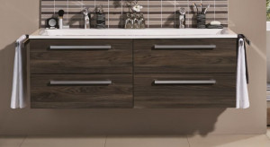 WUA33147(722/161) Puris Star Line, тумба (4 ящика) под раковину на 2 смесителя 1400 мм, цвет белый высокоглянцевый