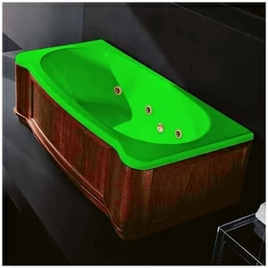 Ванна Gruppo treesse New Classic Young STD-V6747-SX-WO-ZEZ зелёная с золотой фурнитурой и гидромассажем прямоугольная левая деревянная панель орех