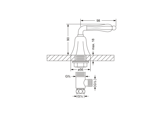 Боковой вентиль ½", для холодной воды JOERGER Albano 608.10.340.000 - Вид №1