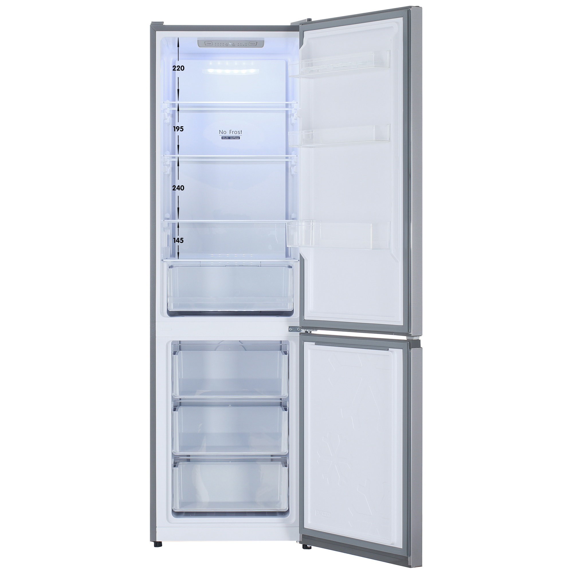 9124967 Холодильник с морозильником   DEXP B4-34AKA серебристый STDN-0015827 - Вид №1