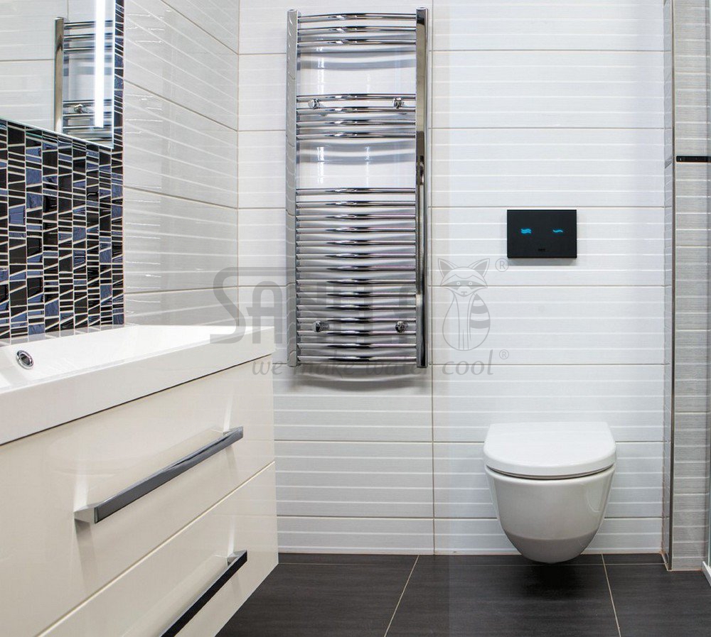 04301 Электронное сенсорное устройство для смыва унитаза, цвет стекланной крышки REF 9005 чёрный, подсветка белая, 24 В SANELA  - Вид №1