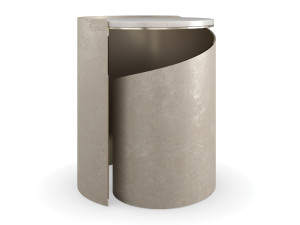 Высокий круглый журнальный столик из травертина