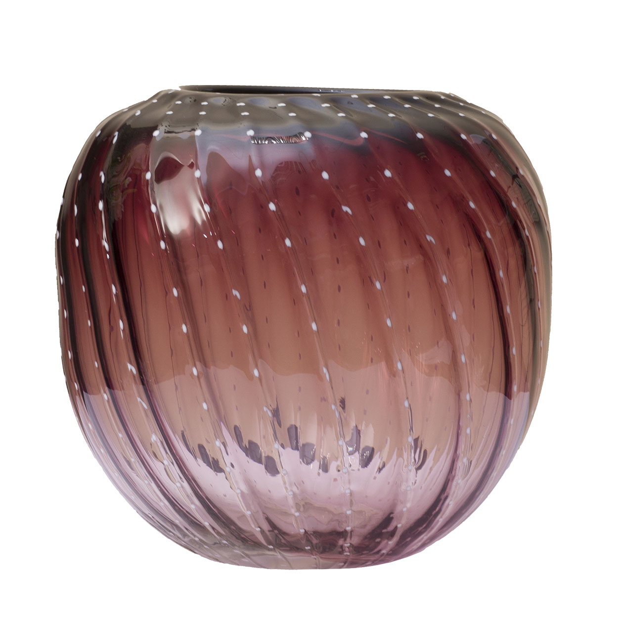 Ваза стеклянная бело-бордовая 17х19 см Rita GARDA DECOR - 033949 Красный  - Вид №1