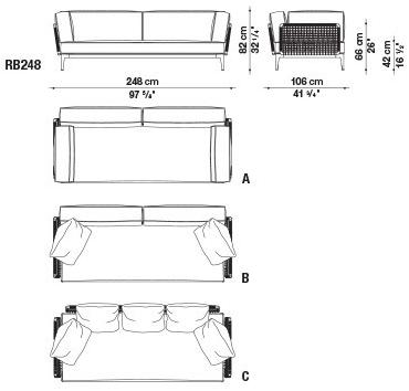 B&B Italia Outdoor Садовый диван из ткани с шезлонгом Ribes sun-id-1471587 - Вид №19